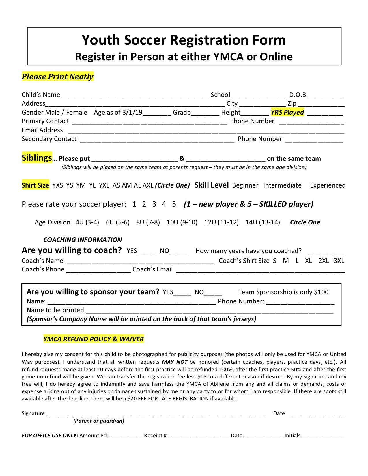 Youth Soccer YMCA of Abilene